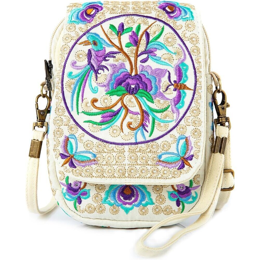 Vintage Canvas Women Mini Crossbody Bag Small Organizer Cellphone Purse